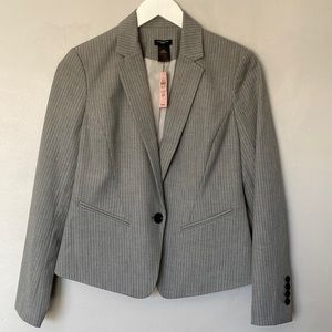Grey pinstripe suit jacket